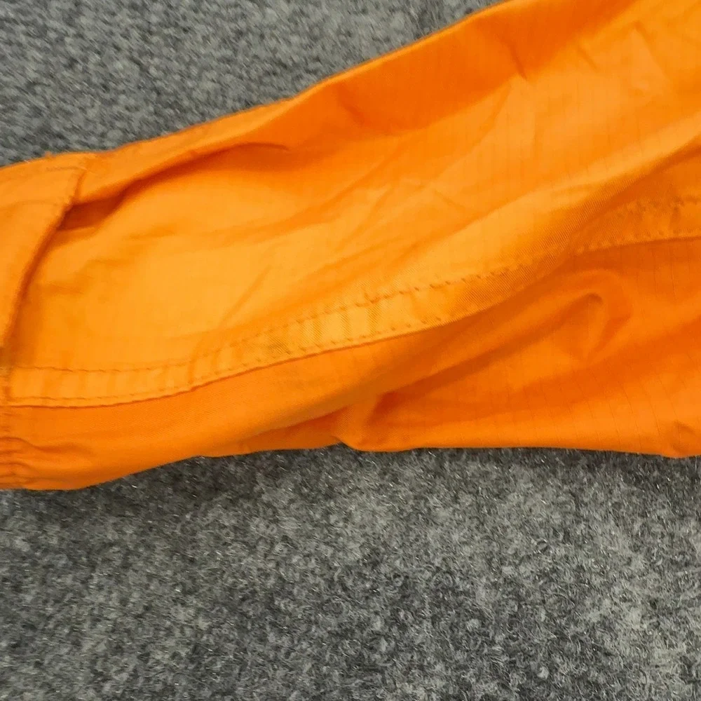 LL Bean Windbreaker Jacket Kids M 5/6 Orange Nylon Reflective Hooded Gorpcore